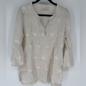 St. Tropez Beige Floral Embroidered Tunic